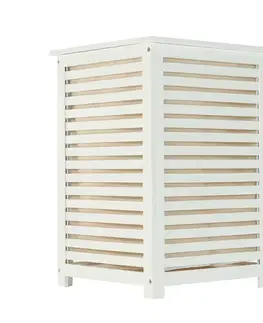 KONDELA Basket kôš na prádlo bambus / biela / béžová