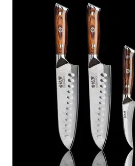 Gudaro-SADA 2x Santoku kuchynský nôž FENG 7,5"+ 1xKuchynský nôž na ovocie FENG 3,5" 2xGU0002+1xGU0004