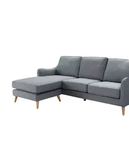 Dekoria Rohová pohovka Venuste denim blue/brown, 227 x 160/88 x 90 cm