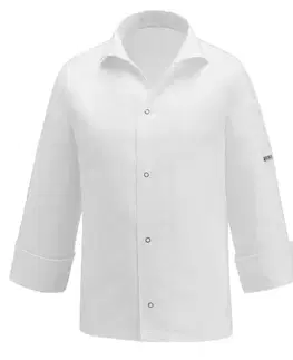 EGOCHEF Kuchársky rondon EGOchef VIP s košeľovým strihom UNISEX - biely - 100% bavlna - dlhý rukáv  XS