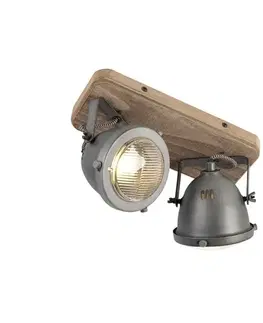 Priemyselný inteligentný reflektor sivý s drevom vrátane 2 WiFi GU10 - Emado