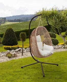 KONDELA Sanan závesné kreslo medená / hnedá / krémová