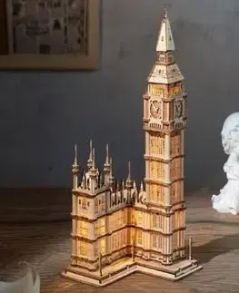 Drevené 3D Puzzle Big Ben s LED osvetlením