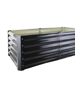GARDENKUS Záhon vyvýšený, oceľový, hranatý, 180x90x60cm, šedý - antracit GARDENKUS
