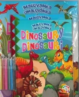 Komplet Dinosaury (2 maľovanky+2 aktivity zošity + farebné ceruzky)