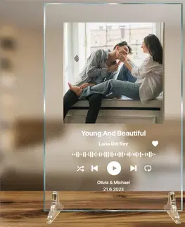Spotify plaketa, pesnička s fotkou na skle
