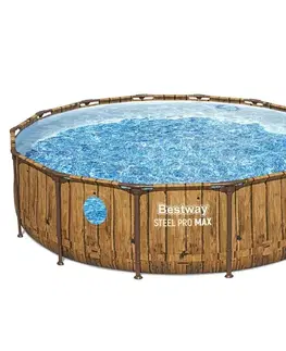 Bazén rámový s filtráciou 4,27 x 1,07 m drevený vzor BESTWAY 561JM