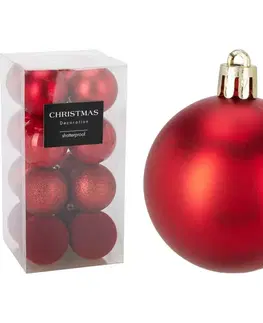 Set 16 ks vianočných ozdôb Festive Sparkles, červená, pr. 6 cm, plast, pr. 6 cm