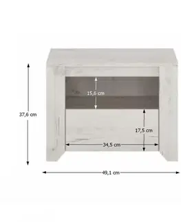 KONDELA Angel Typ 95 1S nočný stolík biela / craft