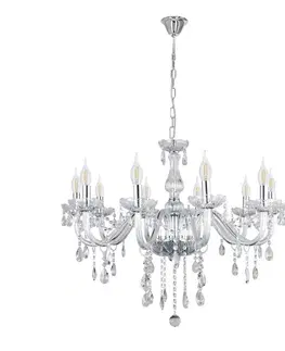 Závesná lampa Cristallo chróm 10x40W E14 priehľadná