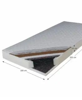 KONDELA Kokos Medium pružinový matrac 180x200 cm pružiny / plsť / PUR / latex-kokos doska / látka