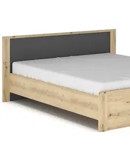 NABBI Daicos LB-140 manželská posteľ s roštom 140x200 cm dub artisan / sivá