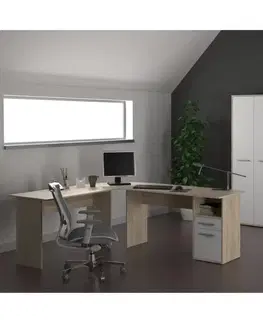 KONDELA Maurus MA50 New policová skriňa dub sonoma / biela