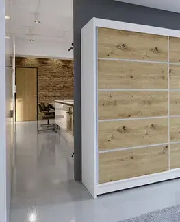 Šatníková skriňa  TALLYA 4 biela/ dub artisan