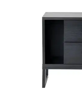 Nočný stolík Glimmer - Wood Black, Black