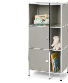 Kovový regál »CN3 Kids« s 2 dvierkami, svetlosivý