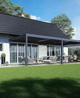 DEOKORK Záhradná hliníková pergola do steny 8x4 m (antracit)