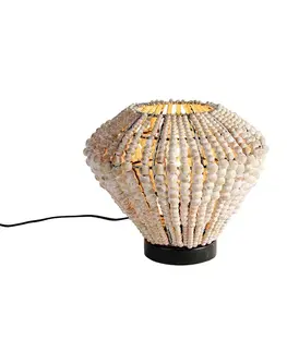 Orientálna stolová lampa béžová s korálkami - Moti