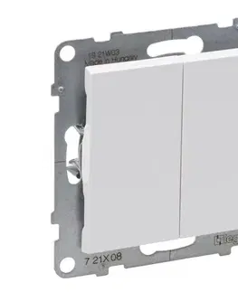 Legrand - Dvojitý schodiskový vypínač bez rámčeka č. 6+6 SUNO, biely 721108