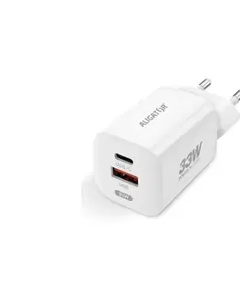 Aligator CHPD0020 - Rýchlonabíjací adaptér GaN PD 33W USB-A + USB-C, biely CHPD0020