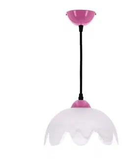 Závesná lampa COLORI malinovo biele tienidlo 1x60W E27 moderné dekoratívne stropné svietidlo do obývačky a kuchyne úsporné