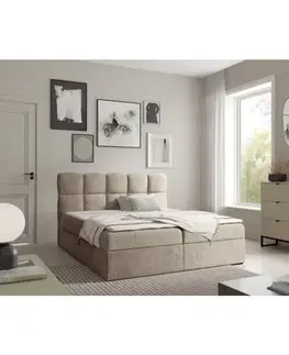 KONDELA Negry 140 boxspringová manželská posteľ sivobéžová (taupe)