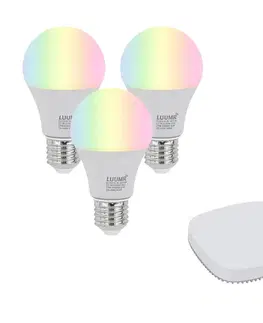Sada 3 inteligentných stmievateľných LED žiaroviek E27 A60 9W 806 lm 2700K-6500K vrátane Zigbee Smart Hub