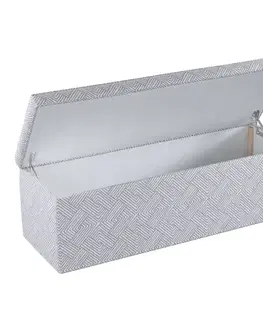 Dekoria Truhlica čalúnená, geometrické sivé vzory, 90 x 40 x 40 cm, Sunny, 143-45