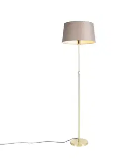 Stojaca lampa zlatá/mosadzná s tienidlom z ľanu taupe 45 cm - Parte