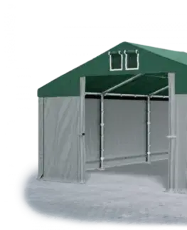 Skladový stan 5x10x2,5m strecha PVC 560g/m2 boky PVC 500g/m2 konštrukcie ZIMA PLUS Zelená Šedá Šedá