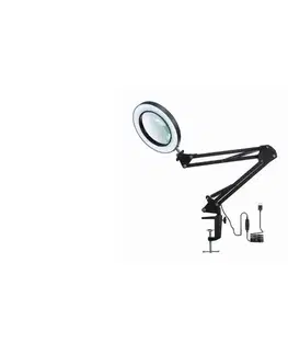  LED stmievateľná stolná lampa s lupou LED/22W/5V čierna P351