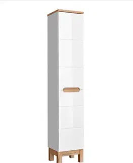 ArtCom Vysoká skrinka do kúpeľne s košom BALI White 804