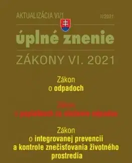 Zákony 2021 VI aktualizácia VI 1 - životné prostredie, odpadové a vodné hospodárstvo