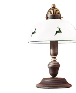 Kolarz 731.73.100 - Stolná lampa NONNA 1xE27/75W/230V hnedá/jelene zelená 731.73.100