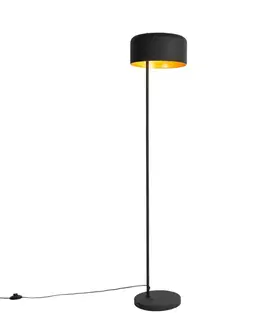 Retro stojaca lampa čierna so zlatým vnútrom - Jinte