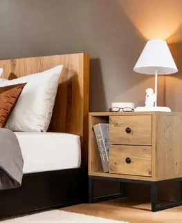 Nočný stolík Glimmer - Atlantic Pine, Black