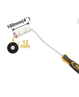Kinekus Valček maliarsky 100mm s dlhou rúčkou INGCO, na drsný povrch