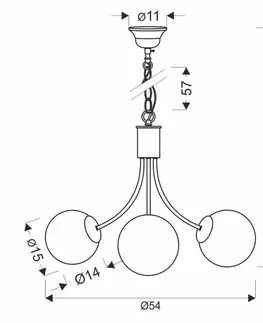 Mosadzná závesná lampa Dani 3x40W E14 – elegantné svietidlo s bielym tienidlom do obývačky a jedálne