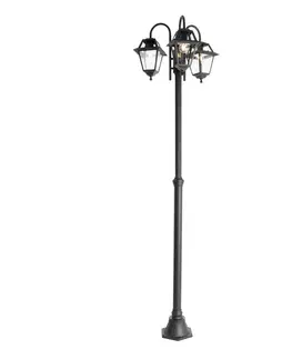 Klasická vonkajšia lampa čierna 235 cm 3-svetlo IP44 - Berta