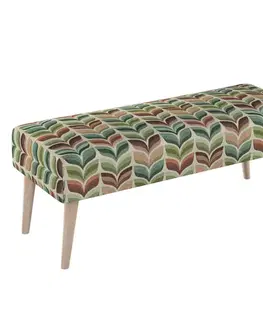 Dekoria Lavica natural, zelené a béžové kvetinové motívy, 100 x 40 x 40 cm, Intenso Premium, 144-17