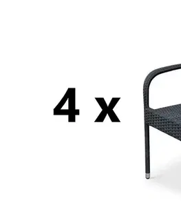 4 ks ESSEN II záhradné ratanové kreslo, čierna (antracit)