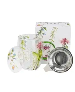 Dvojstenný sklenený hrnček s nerezovým sitkom na čaj COLORS OF NATURE 350 ml