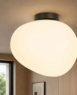 Stropná lampa STONES inšpirovaná kameňom - dizajnérska stropná lampa s 30 cm mliečnym tienidlom - osvetlenie obývačky a chodby E27
