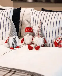 KONDELA Doll vianočná postavička (4 ks) červená / sivá / biela