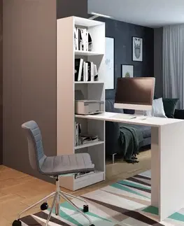 KIER Písací stolík HAPPY B-1 s LED osvetlením | biela