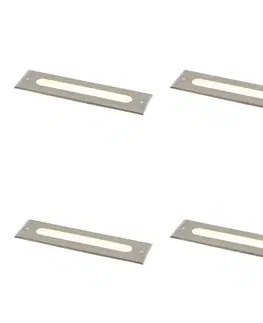Sada 4 moderných zemných bodových svetiel oceľ 30 cm vrátane LED IP65 - Eline