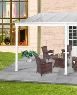 Hliníková pergola 4,95 x 3 m biela / polykarbonát Dekorhome