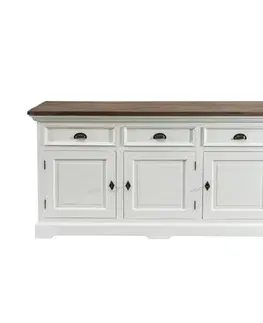 Dekoria Komoda Brighton 180 x 55 x 95 cm white&natural grey, 180 x 55 x 95 cm