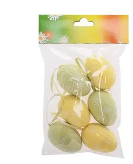 Kinekus Ozdoba závesná veľkonočné vajíčka zelené + žlté, plastové, 6 cm sada 6 ks mix