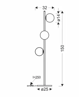 Stojaca lampa Kama čierna+zlatá 3x28W G9 grafitové tienidlo